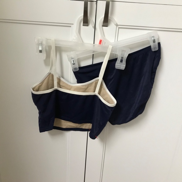 Roots Swim NWT Girls 2 Piece Tankini Swimsuit US 14 Navy  Blue - Picture 2 of 7